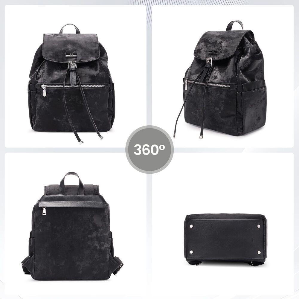 4835 Medium Backpack ,Waterproof Backpack Purses Daily Backpack 1217-Black - Picture 5 of 7